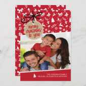 Joyeux Noël rouge et blanc Carte photo (Devant / Derrière)