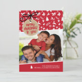Joyeux Noël rouge et blanc Carte photo (Debout devant)