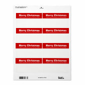 Joyeux Noël rouge et blanc Étiquettes de livraison (Feuille entière)