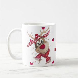 Joyeux Noël rouge et cœurs Tasse à café