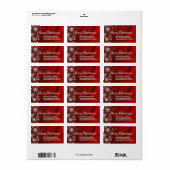 Joyeux Noël (rouge) Étiquette de adresse (Feuille entière)