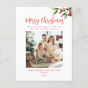 Joyeux Noël Rouge Famille photo Carte de vacances