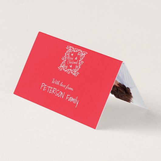 Joyeux Noël Rouge Feuillage de votre texte photo à (Back)