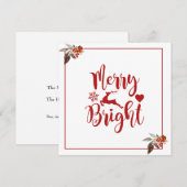 Joyeux Noël Rouge Floral Carte Appartement (Devant / Derrière)