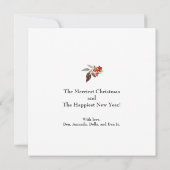 Joyeux Noël Rouge Floral Carte Appartement (Dos)