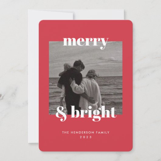 Joyeux Noël rouge moderne et carte lumineuse (Devant)