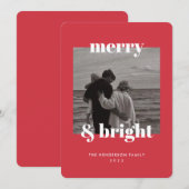 Joyeux Noël rouge moderne et carte lumineuse (Devant / Derrière)