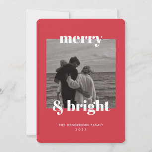 Joyeux Noël rouge moderne et carte lumineuse