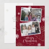 Joyeux Noël Rouge personnalisé Cartes photos (Devant / Derrière)