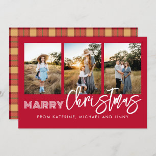 Joyeux Noël Rouge Photo Collage Carte de famille