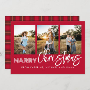 Joyeux Noël Rouge Photo Collage Carte de famille