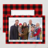 Joyeux Noël Rouge Plaid Carte photo de famille (Devant / Derrière)