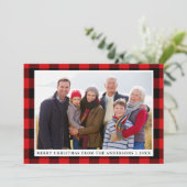 Joyeux Noël Rouge Plaid Carte photo de famille (Debout devant)