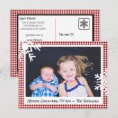 Joyeux Noël Rouge Plaid Carte photo de famille (Devant / Derrière)