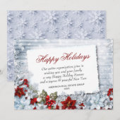 Joyeux Noël Rouge Poinsettia Russe Carte de vacanc (Devant / Derrière)