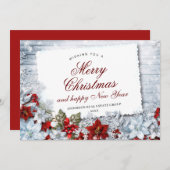 Joyeux Noël Rouge Poinsettia Russe Carte de vacanc (Devant / Derrière)
