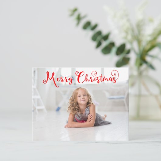 Joyeux Noël Rouge Script - Carte postale (Debout devant)