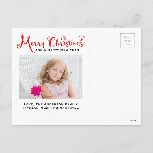 Joyeux Noël Rouge Script - Carte postale (Dos)