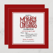 Joyeux Noël rouge Thème Fête Invitation (Devant / Derrière)
