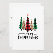 Joyeux Noël Rouge Vert Noir Plaid Arbres Carte (Devant / Derrière)