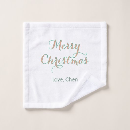 joyeux noël rouge vert nom amour stylé moderne (Gant de toilette)