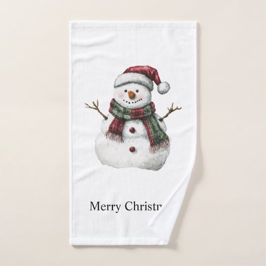 Joyeux Noël Rouge Vert Snowman (Serviette à main)
