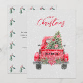 Joyeux Noël Russe Camion Rouge Plat Carte de vacan (Devant / Derrière)