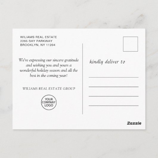 Joyeux Noël Rustic Corporate Grey Carte Postale (Dos)