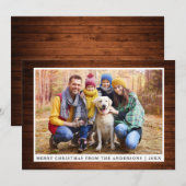 Joyeux Noël Rustic Wood Carte photo de famille (Devant / Derrière)