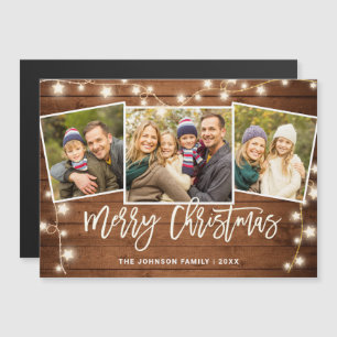 Joyeux Noël Rustique 3 PHOTO Carte magnétique