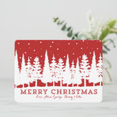 Joyeux Noël Rustique Carte photo de forêt de neige (Debout devant)