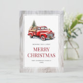 Joyeux Noël Rustique Cartes de Camion Rouge en Boi (Debout devant)