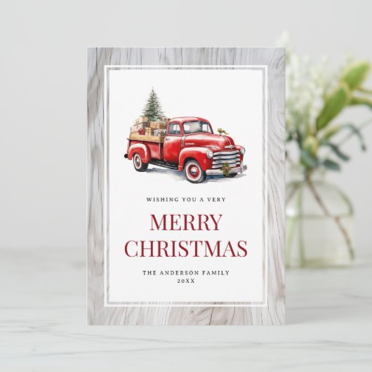 Joyeux Noël Rustique Cartes de Camion Rouge en Boi (Debout devant)