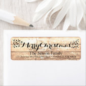 Joyeux Noël Rustique étiquette de vacances en bois (En situation)