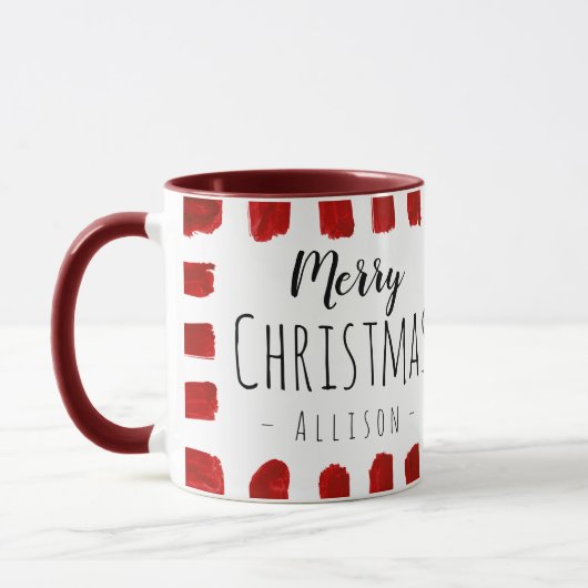 Joyeux Noël rustique Nom personnalisé Mug (Gauche)