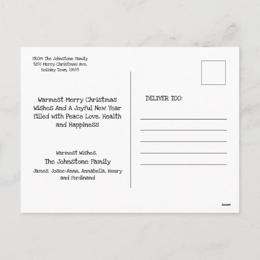 Joyeux Noël rustique Script Red Holiday Carte post (Dos)