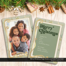 Joyeux Noël Sage Vert et Carte photo or
