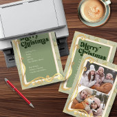 Joyeux Noël Sage Vert et Or 2 Carte photo