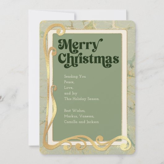 Joyeux Noël Sage vert et or 3 Carte photo (Devant)