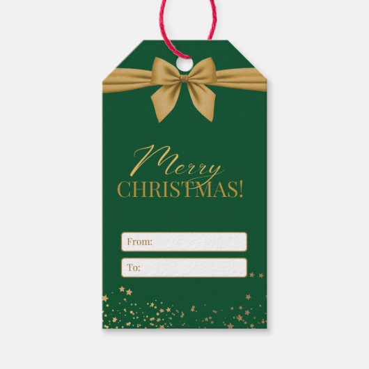 Joyeux Noël salutation verte or rouge étiquette ca (Devant)