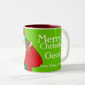 Joyeux Noël Santa mug rouge/vert amusant (Devant droit)