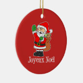 Joyeux Noel Santa on Red Ornament (Rechts)