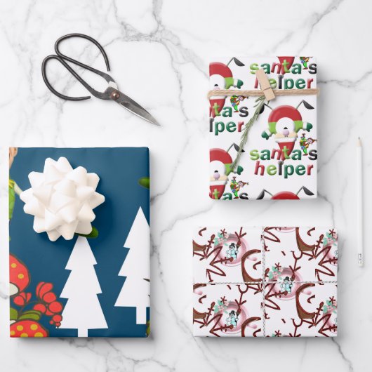 Joyeux Noël Santas Aide Envelopper les feuilles de (Recto)