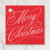 Joyeux Noël script élégant étiquette cadeau rouge (Devant)