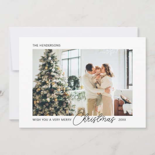 Joyeux Noël Script photo Carte de vacances (Devant)