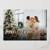 Joyeux Noël Script Photo Foil Carte de vacances (Recto)