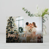 Joyeux Noël Script Photo Foil Carte de vacances (Debout devant)