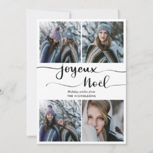 Joyeux Noel Script   Vier vakantiefoto Feestdagenkaart