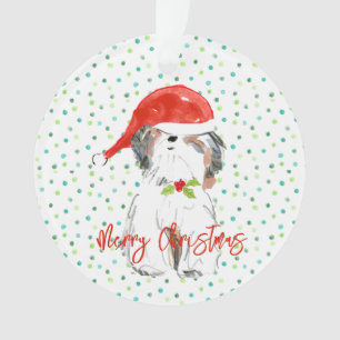Joyeux Noël ShiTzu Chien Chapeau de Père Noël Fest