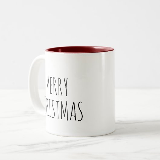 Joyeux Noël Simple à deux tons café Mug (Devant gauche)